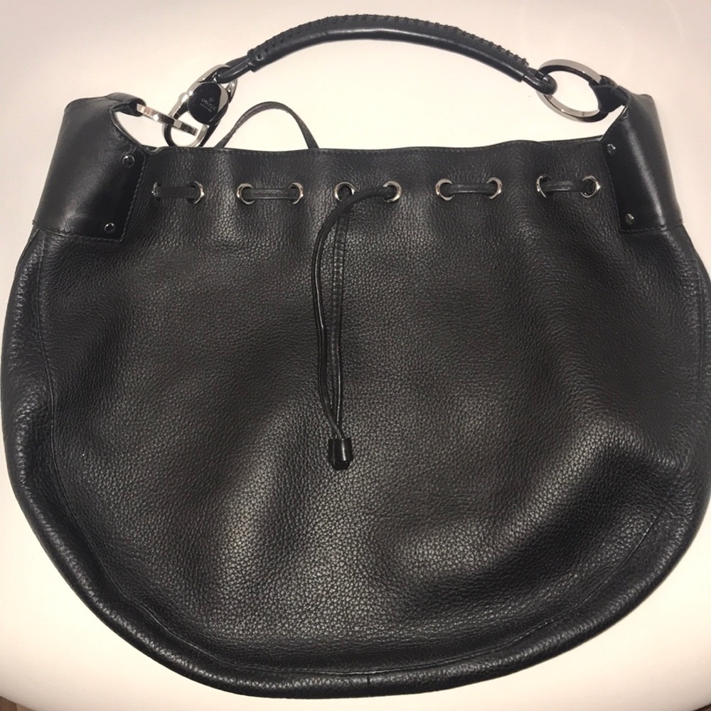 Gucci leather black hobo bag